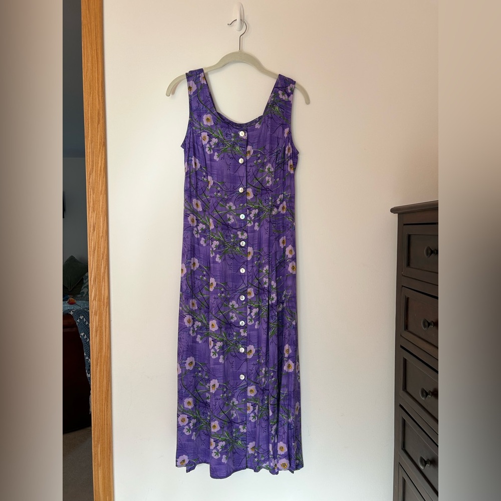 Purple Floral Button-Front Sundress